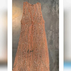 Zara Dress Vest Cover Up Party Evening Beaded Top Cardigan Sleevles  size M